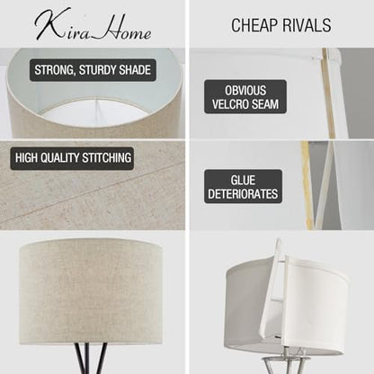 Kira Home Sadie 60" Mid-Century Modern Tripod Tall Floor Lamp - color: Oil Rubbed Bronze Finish,Honey Beige Shade