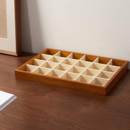 Oirlv Solid Wood Jewelry Tray,Jewelry Drawer Organizer,24 Grid - color: Creamy-white 24 grid tray