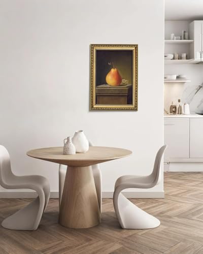 AIMAILON Framed Autumn Pear Insect Picture, American Country Style 16x24 - color: Pear and Butterfly, size: 24"L x 16"W