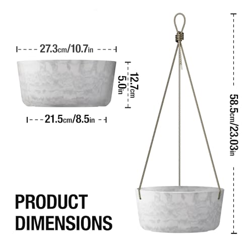 Asnext 2 Pack 10.7 Inch Hanging Planter for Indoor Plants, Marble
