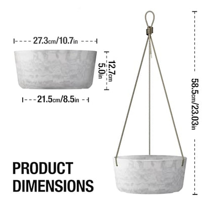 Asnext 2 Pack 10.7 Inch Hanging Planter for Indoor Plants, Marble