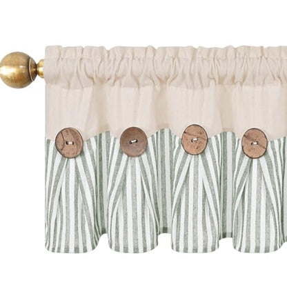 ASPMIZ Farmhouse Valances for Windows, Beige+Green, 60x14 Inches, 1 Panel - color: Beige&green, size: 60"W x 14"L (Pack of 1)