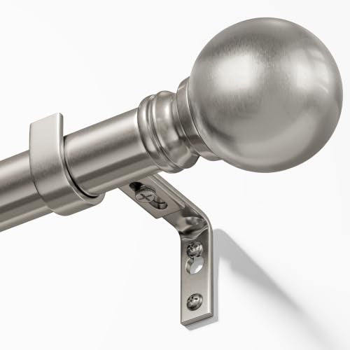 Brushed Nickel Curtain Rods 16-120 Inch Heavy Duty 1 Inch Diameter - color: Nickel, size: 16"-120"|1 Pack