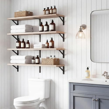 YGEOMER 35.4 in Floating Shelves for Wall, Light Carbonized Brown Set of 4 - color: Light Carbonized Brown, size: 35.4 inches