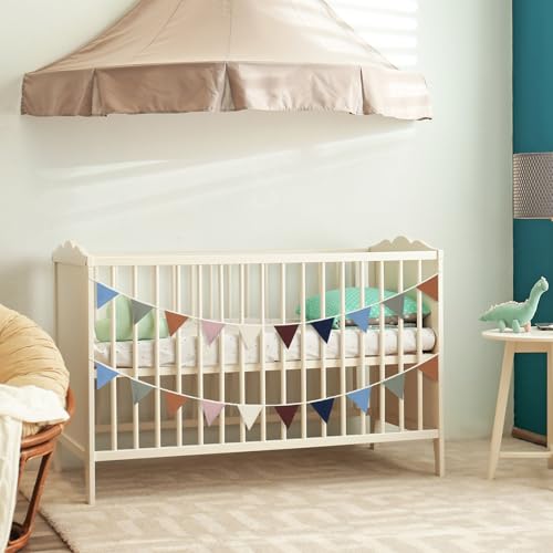 Oudain 2 Pcs Pennant Banner Flags Nursery Garland Triangle, Neutral Color - color: Neutral Color