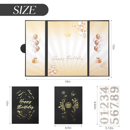 Black Gold Birthday Party Decoration 18"x12" Guest Sign in Book Alternative - color: Black
