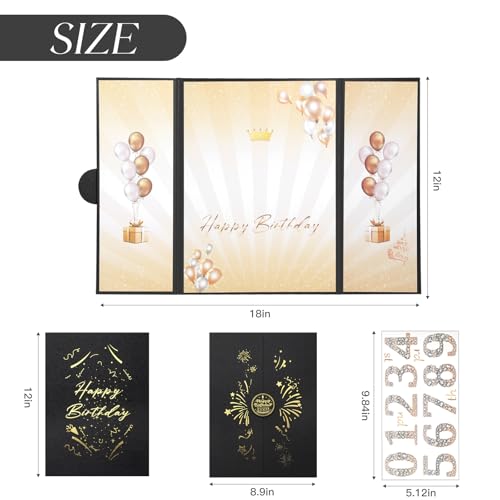 Black Gold Birthday Party Decoration 18"x12" Guest Sign in Book Alternative - color: Black