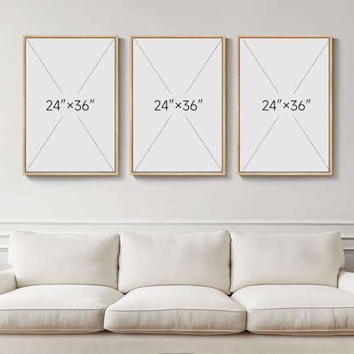 Large Framed Boho Mountain Landscape Wall Art for Living Room, 24x36 Inch - color: Neutral Blue, size: 24" W x 36" H x 3Pcs