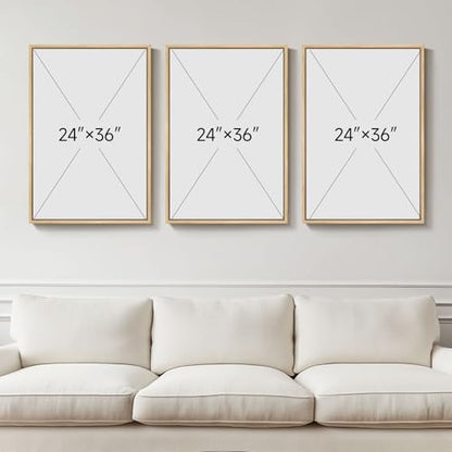 Large Framed Boho Mountain Landscape Wall Art for Living Room, 24x36 Inch - color: Neutral Blue, size: 24" W x 36" H x 3Pcs