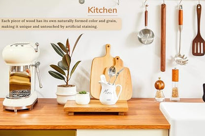 Medium 12" Acacia Wood Riser Pedestal Stand for Kitchen Counter - size: Medium:12"x 7"