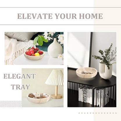 Hipiwe 7.9" Round Key Bowl for Entryway Natural Travertine Stone Tray - color: Beige, size: 7.9" x 7.9" x 2"
