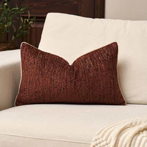 Yangest Chenille Pillow Cover 12 x 20 Inches, Thick Textured Rectangle Throw Pillow Cover Farmhouse Modern Soft Accent Couch Neutral Pillow Cover for Living Room Bedroom, Red - color: Red, size: 20" x 12" (Pack of 1)