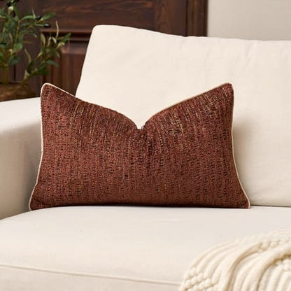 Yangest Chenille Pillow Cover 12 x 20 Inches, Thick Textured Rectangle Throw Pillow Cover Farmhouse Modern Soft Accent Couch Neutral Pillow Cover for Living Room Bedroom, Red - color: Red, size: 20" x 12" (Pack of 1)