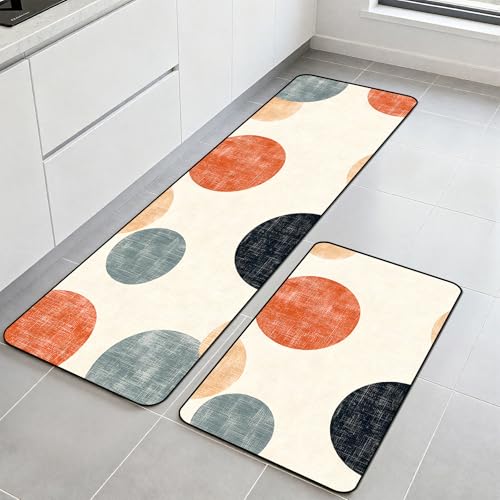 Kitchen Rugs Set of 2, Non-Slip Washable Floor Mats, Colorful Decorative Absorbent Runner Rugs for Kitchen Sink & Stove, Hallways Entryway and Laundry16.9 x27.6 + 16.9"x47.2" - color: Color-8