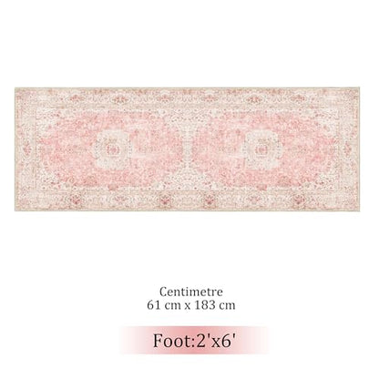 Washable Runner Rug 2'x6',Long Boho Pink Rug Runners for Hallways - color: Pink, size: 2'x6'