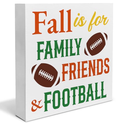 Fall Home Decor Autumn Decorations Football Wooden Sign Farmhouse Decor Indoor for Desk Table Shelf 5 X 5 Inches - color: Fall-01