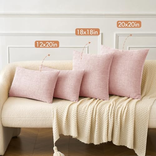 MIULEE Soft Chenille Throw Pillow Covers Pink 16x16 Inch Pack of 2 - color: Pink, size: 16" x 16" (Pack of 2)