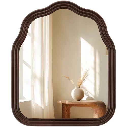 30x36 Inch Wood Arched Mirror, Large Bathroom Mirrors for Wall - size: 36"L x 30"W