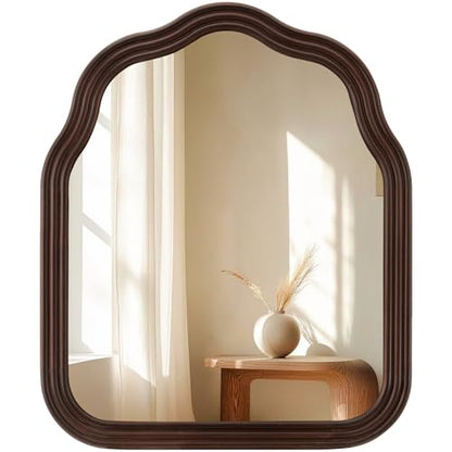 30x36 Inch Wood Arched Mirror, Large Bathroom Mirrors for Wall - size: 36"L x 30"W