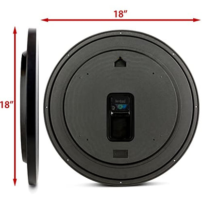 Bernhard Products Black Wall Clock Silent Non Ticking - XL 18 Inch Quality Quartz Battery Operated Round Easy to Read Home/Office/Classroom/School Clock - size: 18 Inch