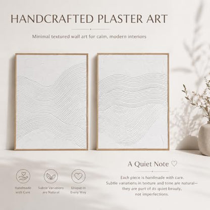 Artiluxy 3D Minimalist Textured Abstract Wall Art Set of 2, Neutral - color: White A