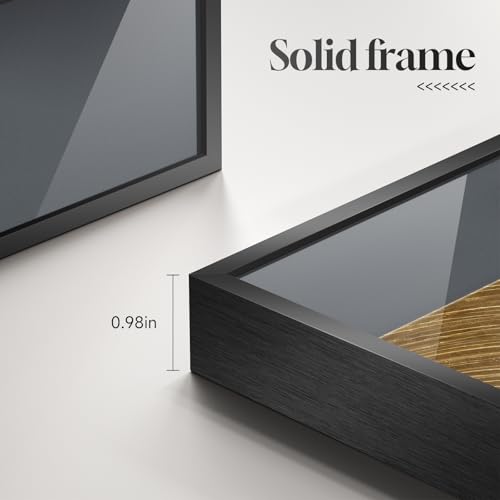 Framed Black and Gold Modern Abstract Wall Art for Living Room, 24x36 In - color: Black Gold Structure Set, size: 24" W x 36" H x 3 pieces