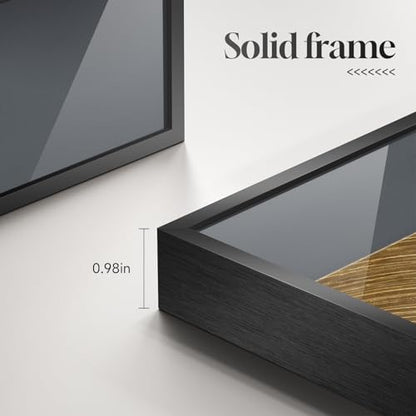 Framed Black and Gold Modern Abstract Wall Art for Living Room, 24x36 In - color: Black Gold Structure Set, size: 24" W x 36" H x 3 pieces