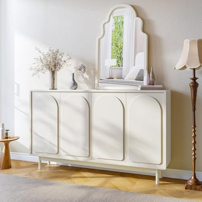 24x40 Cream White Arched Wood Framed Bathroom Vanity Wall Mirror - color: White, size: 40"L x 24"W