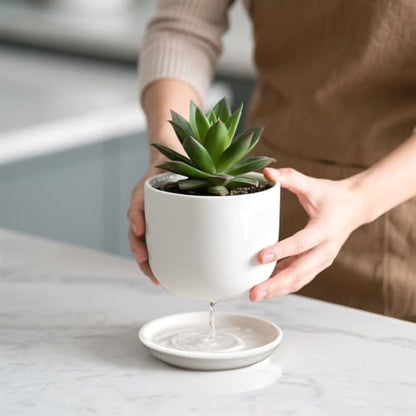 Ceramic Plant Pots, White, 5.5 Inch, 4 Pack - size: 5.5 Inch 4 Pcs