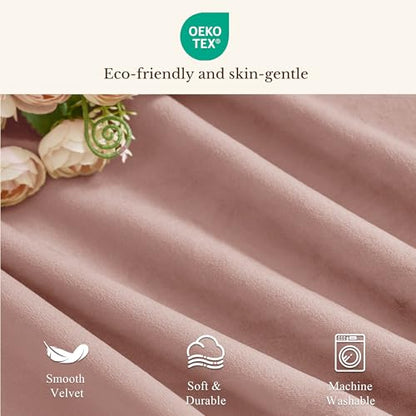 StangH 4-Panel Set Velvet Window Valance, 52x18 Inch, Dusty Rose - color: Dusty Rose, size: 52"W x 18"L (Pack of 4)