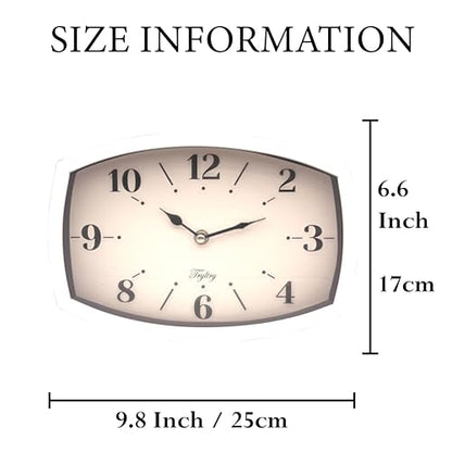 Small Wall Clock Silent Retro Rectangular Clock White Rectangle - color: White