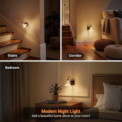 JandCase Night Light, Night Lights Plug into Wall, Glass Flower Nightlight - color: lily