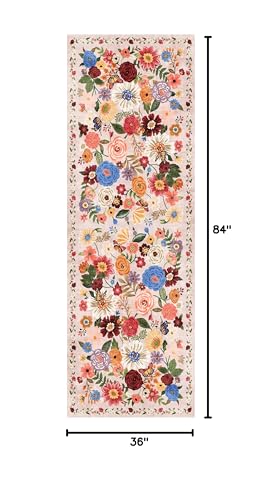 Blush Floral Hallway Runner Rug 3x7 for Bedroom Kitchen - color: Blush Beige, size: 3' x 7' (Rectangular)