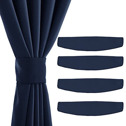 NICETOWN Strong Magnetic Curtain Tiebacks-Curtain Tiebacks for Wall No Screws Perfect of Curtains (Navy Blue, 18.5 X 4 Inches, Set of 4) - color: Navy Blue, size: 4"W x 18.5"L (Pack of 4)