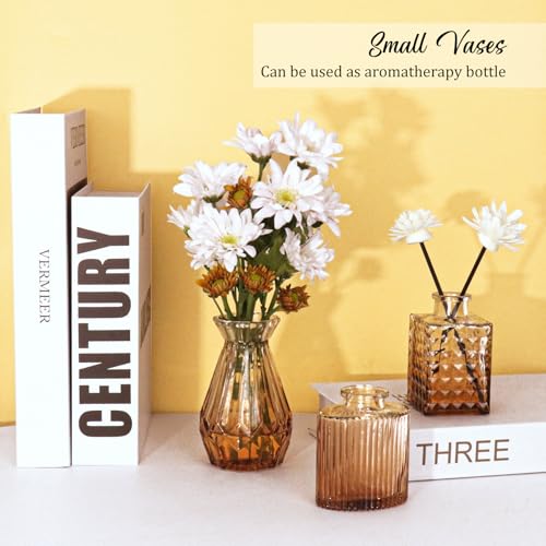 Set of 36 Glass Bud Vases Small Flower Vases for Centerpieces(Amber) - color: Amber