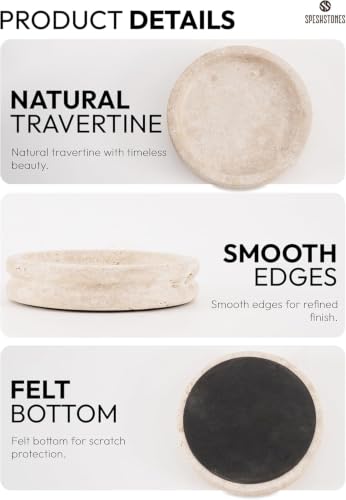 Marble Jewelry Dish, 5" Handmade Travertine Ring Tray - color: Travertine
