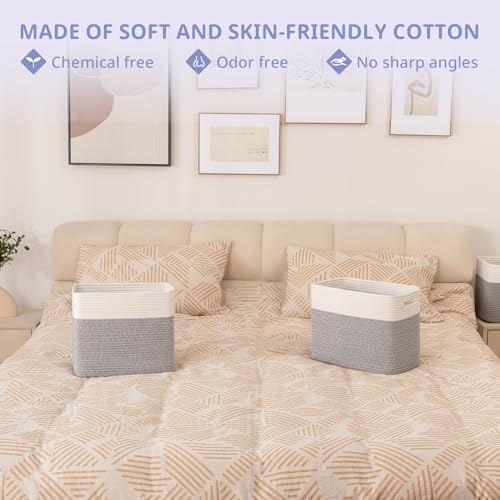 OIAHOMY 2 PACK Tall Storage baskets 30L Blanket Basket Living Room Grey - color: Grey, size: 15" x 9.8" x 11.8"