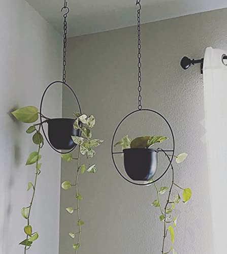 2 Pack Hanging Planter with 5.5" Pot, Metal Hanging Plant Holder - color: Black