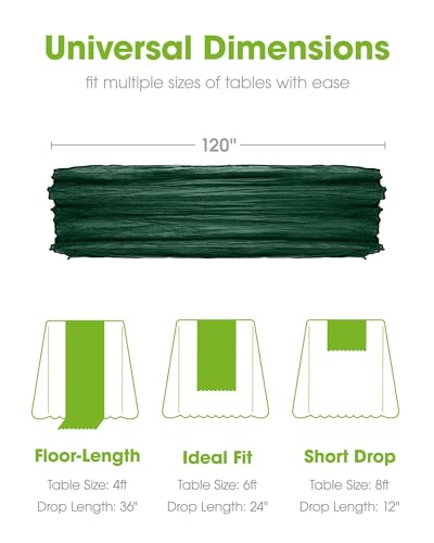Pureegg 2 Pack Cheesecloth Table Runner 120 Inch Emerald Green - color: Emerald Green, size: 120" - 2 Packs