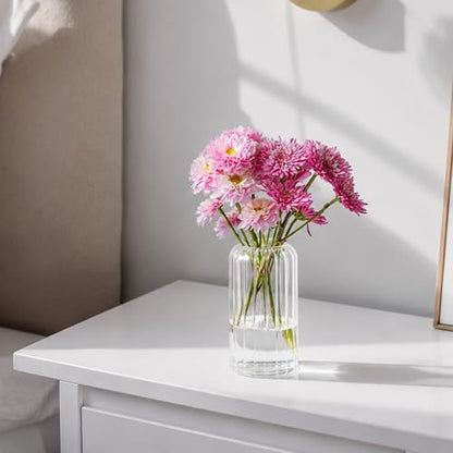Glass Bud Vases Set of 20, 4.7 Inch Clear Ribbed Bud Vases for Centerpieces - color: 4.7inch-20pcs