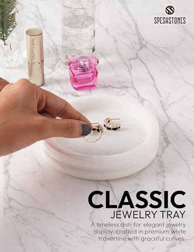 Marble Jewelry Dish, 5" Handmade White Ring Tray - color: White