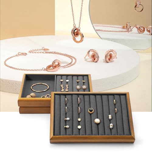 Oirlv Wood Jewelry Tray Dark Grey - color: Grey, size: 1 grid