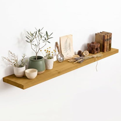 Solid Wood Floating Shelves for Wall 48 inch,Natural Wooden Shelf Set of 1 - color: Natural, size: 48inches-1P