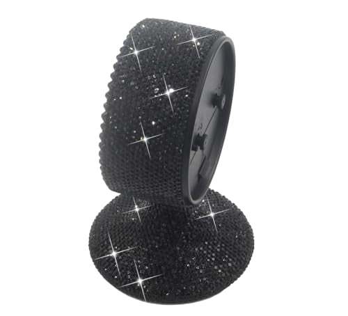 Luxury Rhinestone Alarm Clock Morning Call Super Silent Non Ticking Handmade Fashion Design for Bedroom Houseroom Living Room Desk Cute As Gift AR (Black) - color: Black