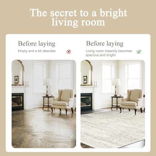 Washable Rugs 6x9 Area Rugs for Living Room,Bedroom,Dining Room-Beige Green - color: Beige-green-grey, size: 6' x 9' (Rectangular)