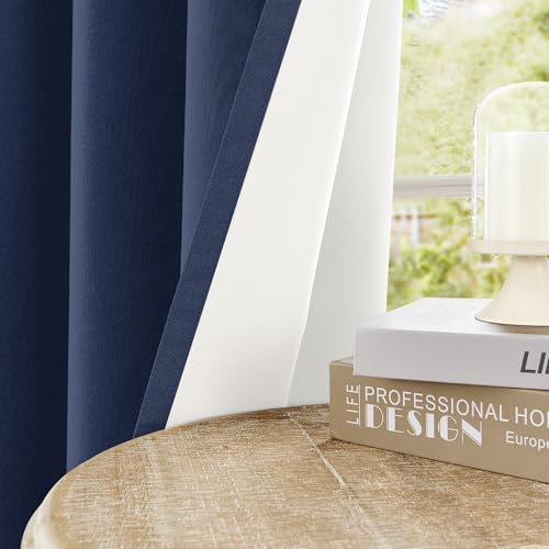 ChrisDowa Navy Blue Blackout Curtains 45 Inches Long 2 Panels for Bedroom - color: Navy Blue, size: 52"W x 45"L (Pack of 2)