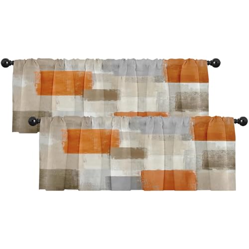 Emvency Valances for Windows, 2 Pack, 52x12 Inch, Abstract Orange - color: Abstract Orange, size: 52"W x 12"L (Pack of 2)