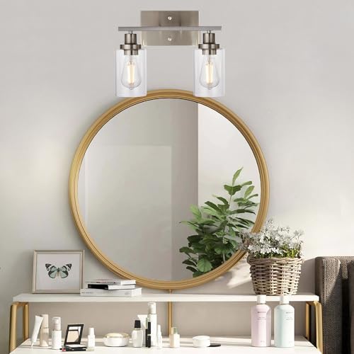 MELUCEE 2 Heads Bathroom Light Fixtures Brushed Nickel - color: Brushed Nickel, size: 2-Light
