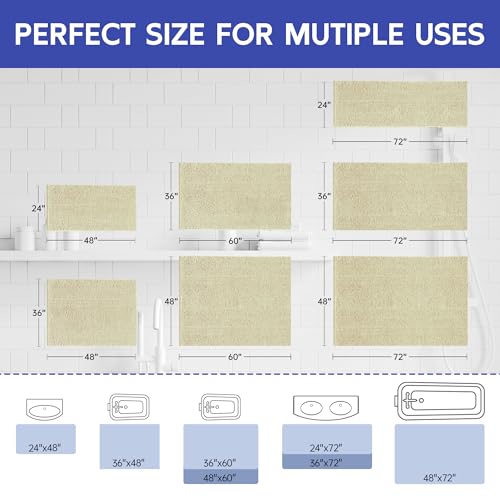 Amyracel Bathroom Rugs Mat 24x72, Thick Soft Quick Dry Absorbent - color: Beige/ Warm‑tan Tone, size: 24" x 72"