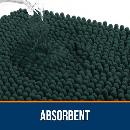 OLANLY Toilet Rugs U-Shaped 20x20, Soft Absorbent Chenille Contour Rugs - color: Blackish Green, size: 20" X 20" Contour Rug